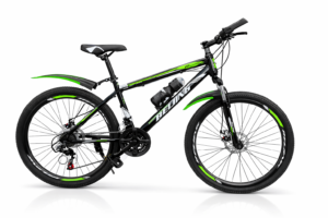 Size 26 mountain bike with front shocks and mechanical disc brakes